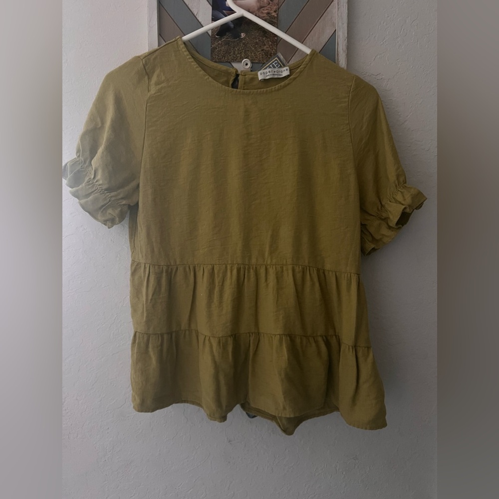 paper crane, green blouse, size small!!
